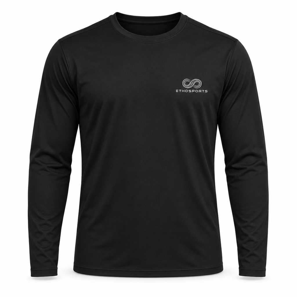 Schwarzes Longsleeve aus recyceltem Polyester