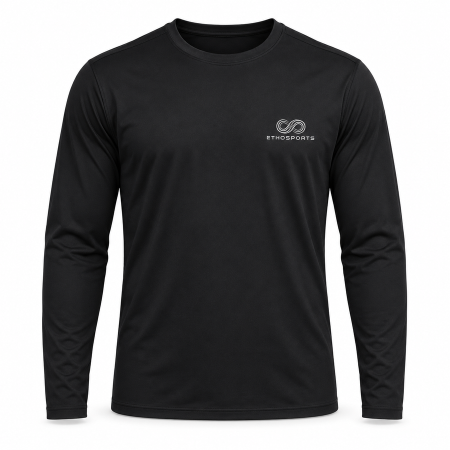 Schwarzes Longsleeve aus recyceltem Polyester
